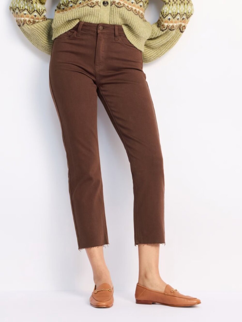 Just USA Brown Cropped Straight Leg Denim Jeans Stretchy Size 30/10